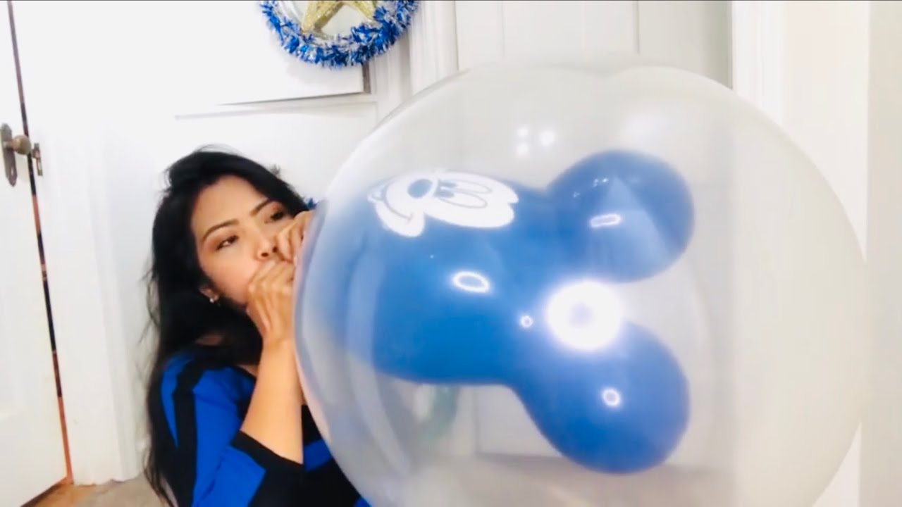 Blowing up Balloon inside balloon/Clear 24