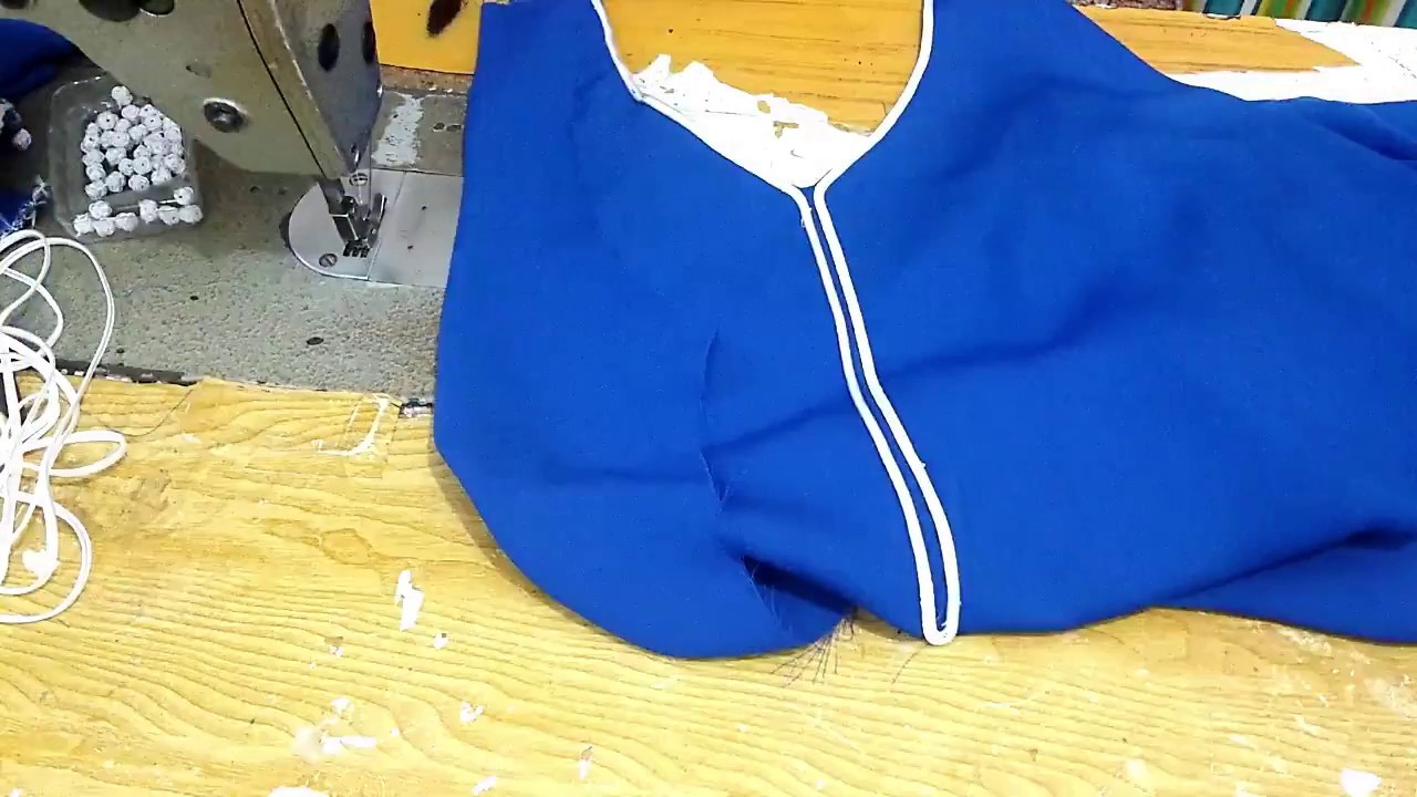 القندورة  الزرقاء 😊اللي عاملة ضجة على مواقع التواصل الاجتماعي /الفيسبوك /تحفة - جزء الخياطة