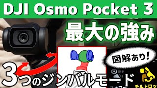 【DJI Osmo Pocket 3】3軸機構の強み！3つのジンバルモードとは…！？各モードの比較映像を撮ってみました！/設定と機能紹介【カメラ初心者】