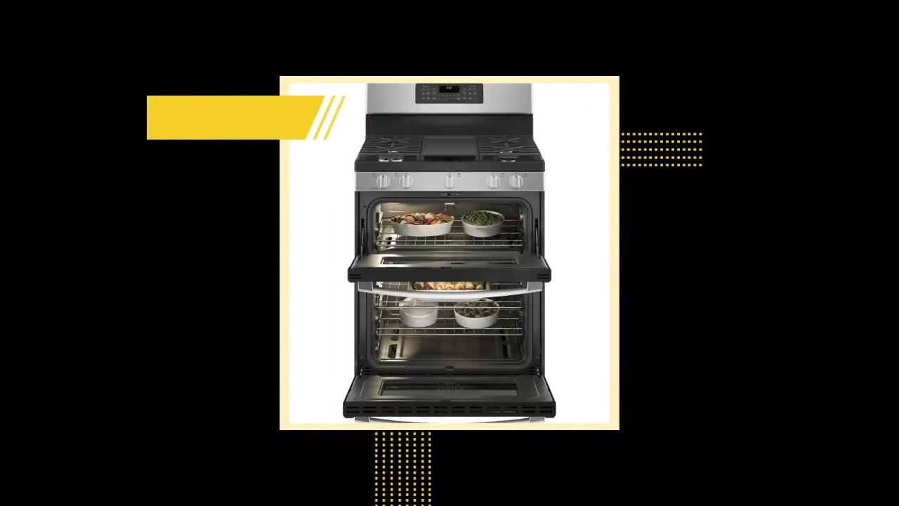 GE® 30" FreeStanding Gas Double Oven Convection Range Steam Clean