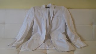 INC MEN'S WHITE LINEN BLAZER LIGHTWEIGHT MIAMI VICE STYLE LINEN JACKET REVIEW AND CLOSE UP LOOK