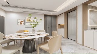 现代浅色系小户型客餐厅效果图设计