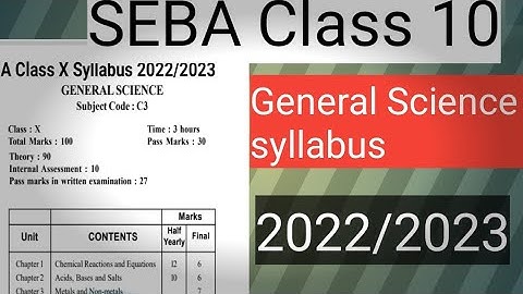 SEBA Class 10 Syllabus 2022/2023|HSLC 2023 General science|Class X G. Science syllabus