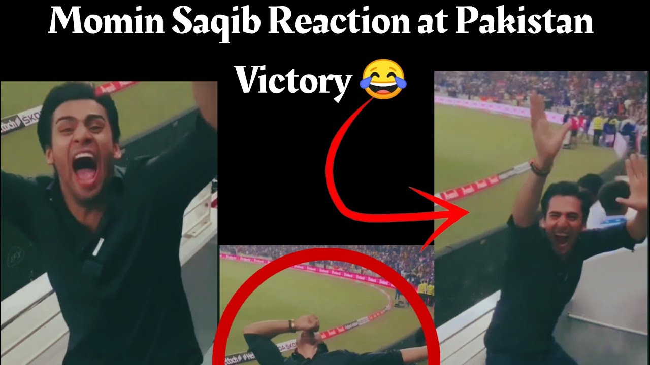 Reaction of Momin Saqib at Pakistan Winning Moments Pakistan Victory