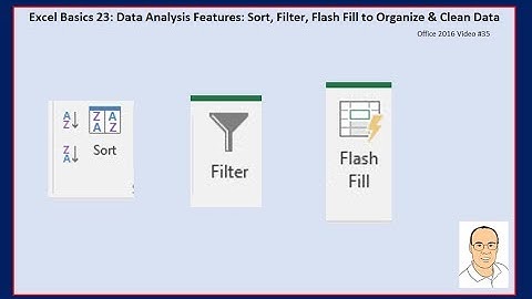 Excel Basics 23: Data Analysis Features: Sort, Filter, Flash Fill to Organize & Clean Data