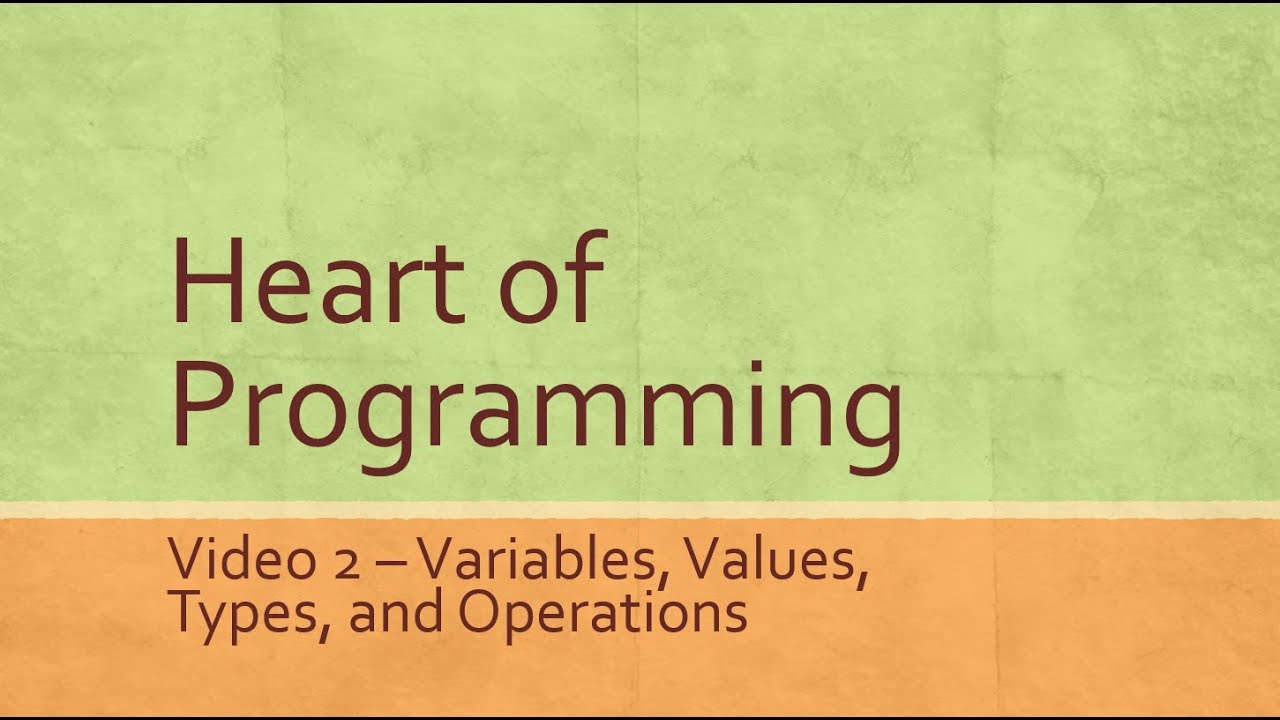 Heart of Programming - Video 2 - Variables, Values, Types and ...