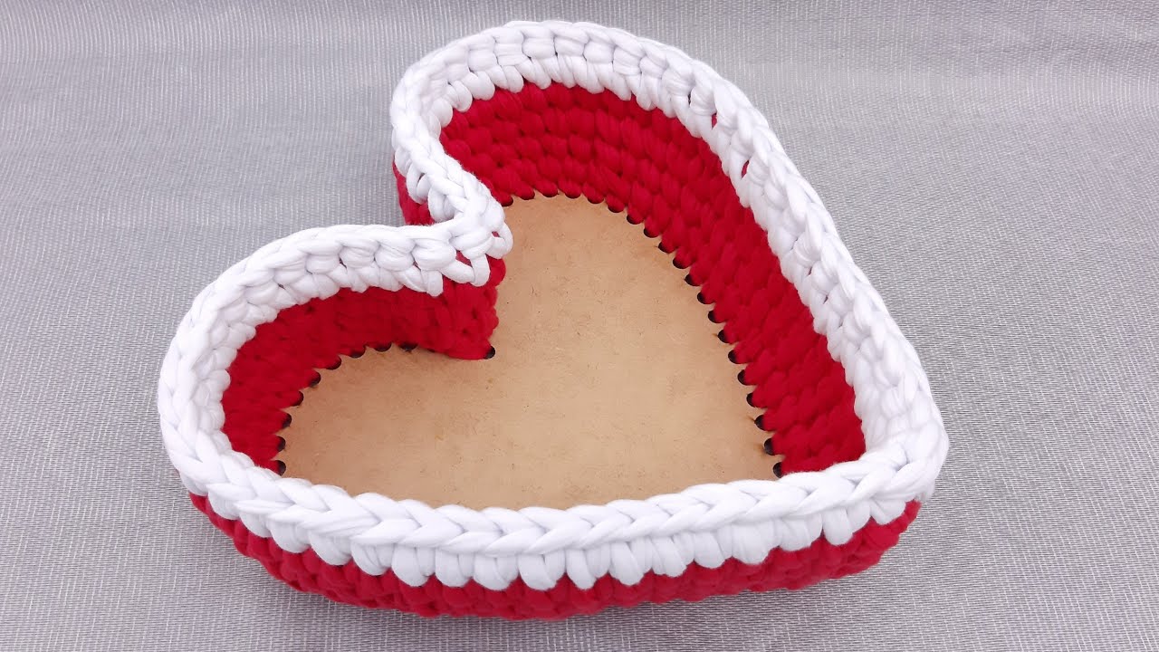 (español) Cesto Crochet Corazón Trapillo