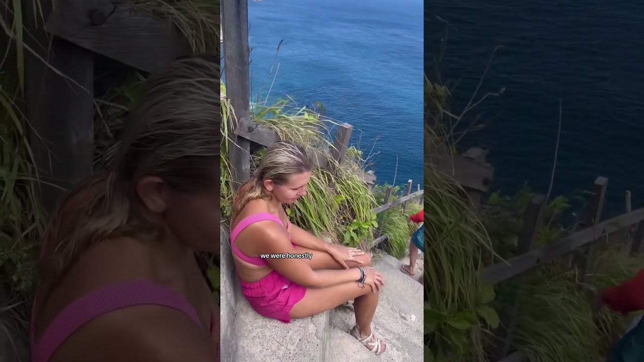 Social Media vs. Reality at Kelingking Beach in Bali😱😳🧗‍♀️🏝️🌊