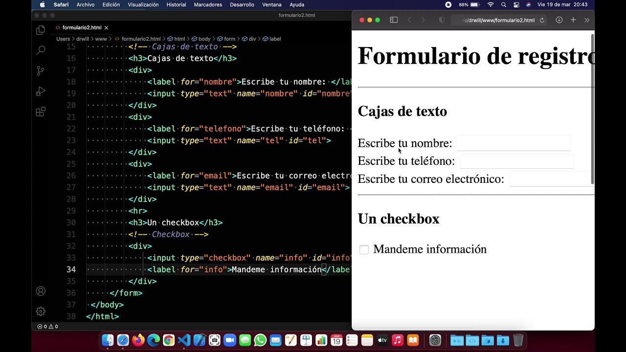 html checkbox  Update  Formulario con checkbox, radiobutton y select en HTML