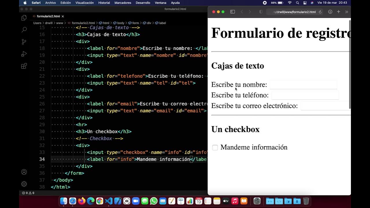 Formulario con checkbox, radiobutton y select en HTML - YouTube