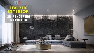 Realistic Interior 3d Rendering Workflow Timelapse with 3ds max, Corona Render