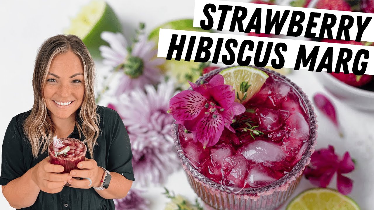 Strawberry Hibiscus Margaritas (with Homemade Hibiscus Simple Syrup)