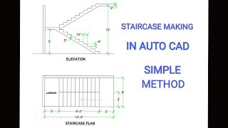 How to draw a Staircase with Elevation in Auto Cad by simple method