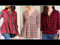Girl&#39;s Checked Button Down Shirts/Women&#39;s Casual Wear Plaid Blouse &amp; Tunic Top Shirts Styles