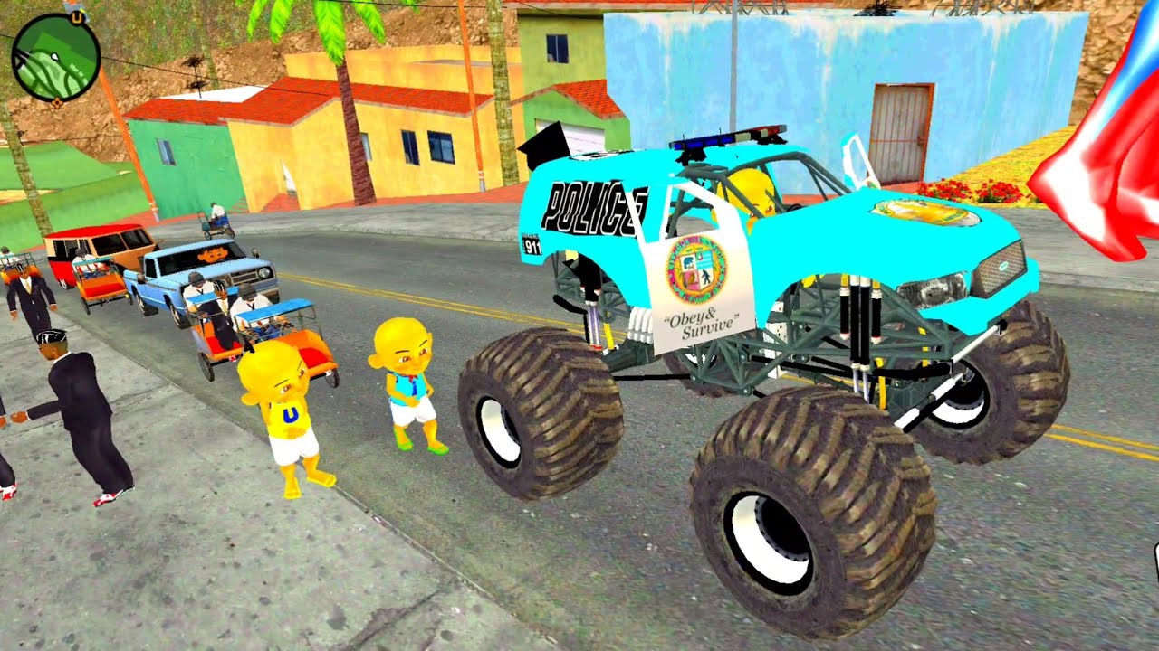 Upin ipin Naik Mobil Polisi Monster Biru terbaru , kaget temukan kembaran Upin 🤣 Dunia Oyya