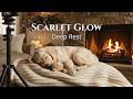🔴 12 Hours Scarlet Glow Sleep: Cozy Fireplace Puppy Ambience for Healing Rest HD ✨