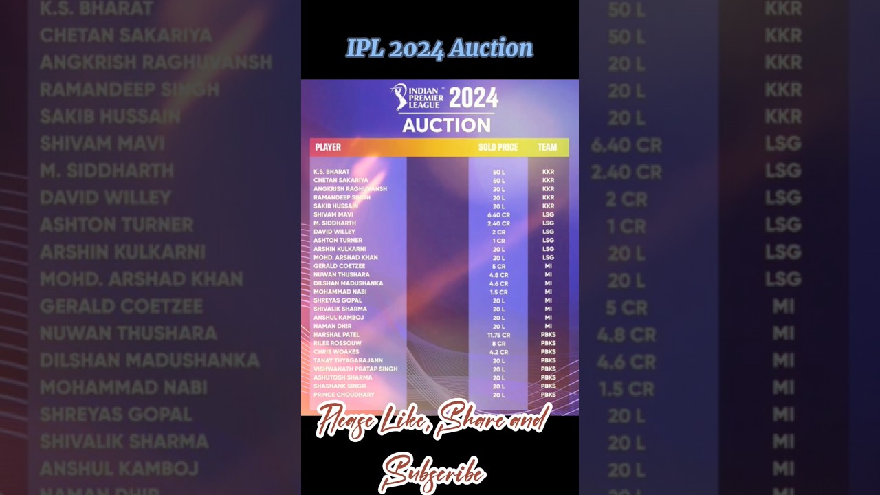 IPL 2024 Auction 