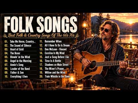 Best Folk Songs Of The 60s 70s 🌾 Take Me Home, Country Roads, The Boxer & The Sound of Silence