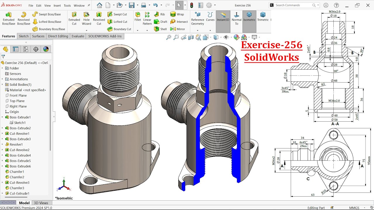 solidworks basic part - exercise 25 - youtube Images... SolidWorks Tutorial for beginners Exercise-256 - YouTube