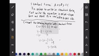 Defining and Using Point Slope Form and Standard Form: MathExplainedSimply