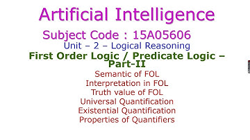Semantiek van eerste orde logica (FOL) - Kunstmatige intelligentie - Logisch redeneren - Eenheid ...