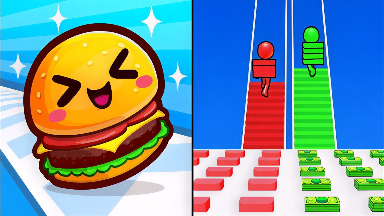 Bridge Race vs Food Run - Max Levels Unlocked Speedrun Gameplay