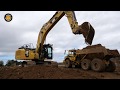 Caterpillar 336F excavator Loading Volvo dumptrucks 4K
