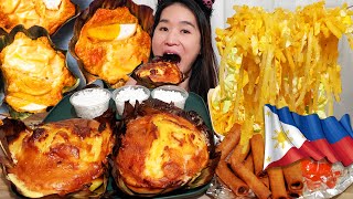 Filipino Food At Manila Sunset! Bibingka Galapong, Pancit Malabon, Lumpiang Egg Rolls - Mukbang ASMR