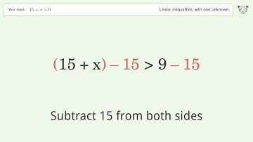 Solving Linear Inequalities: 15+x is Greater Than 9