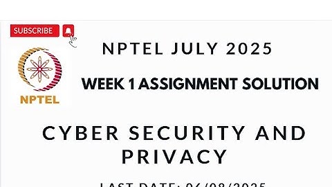 Cyber Security and Privacy NPTEL Week 1 Assignment Solution July 2025 | Week 1 | IIT Madras