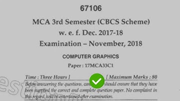 Mdu MCA 3rd Sem CBCS Scheme Computer Graphics Question Paper #MduQuestionPaper