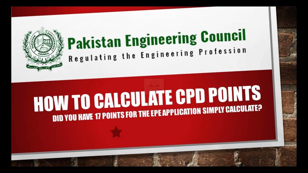 how to calculate CPD points for EPE Pakistan Engineering Council YouTube