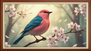 Gallery Art: Spring Bird on Cherry Blossom Branch | 4K Frame TV | FTV art 4K screenshot 5