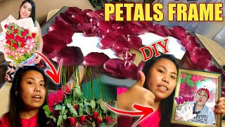 DIY ROSE PETALS FRAME | FLOWER BOUQUET TO PICTURE FRAME WITH PETALS DECORATIONS