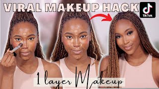 Testing Viral TikTok Makeup Hack | One Layer of Makeup for Flawless