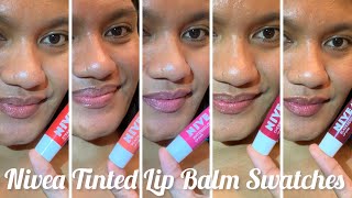 Nivea Tinted Lip Balm Swatches Blackberry Cherry Strawberry Watermelon Peach MrsSmith1919