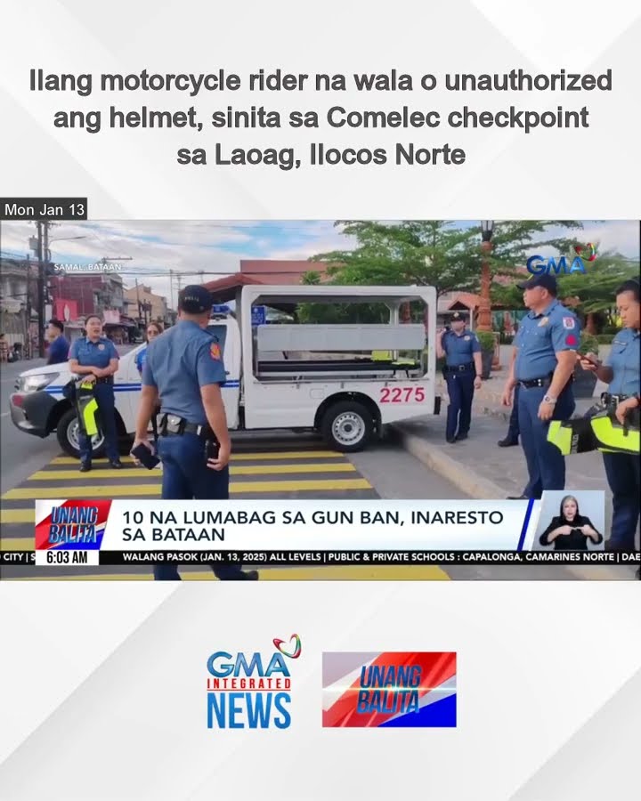 Ilang motorcycle rider na wala o unauthorized ang helmet, sinita sa Comelec... | Unang Balita