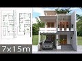 Home Design Plan 7x15m with 4 Bedrooms