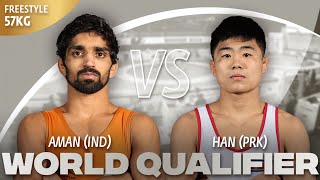 Chongsong HAN (PRK) vs. Aman AMAN (IND) | 2024 World OG Qualifier | OG Qualification | FS 57Kg screenshot 3