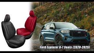 Amancarport Custom Fit Car Seat Covers Full Set For Ford Explorer 6-7 Seats (2020-2025)