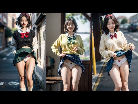 [4K] Street Challenge Skirts for Students Lookbook 🎒| AI Lookbook #beauty #lookbook #skirt #upskirt