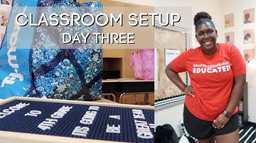 CLASSROOM SETUP DAY 3 | finishing bulletin board + library fail