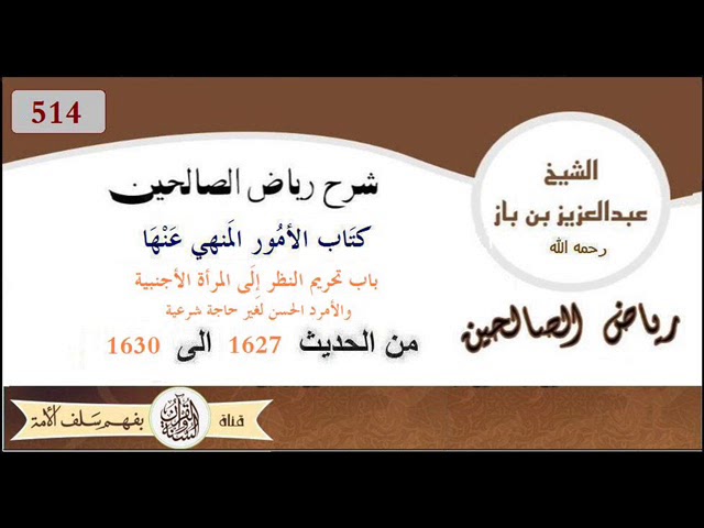 514- باب تحريم النظر إِلَى المرأة الأجنبية والأمرد الحسن لغير حاجة شرعية من الحديث  1627 إلى 1630