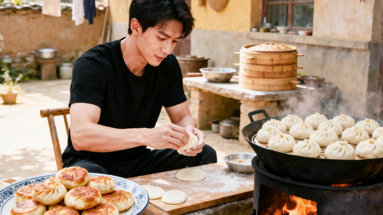 刚出锅的油包子香气扑鼻，外皮酥脆内里松软，一口下去满是烟火气！