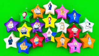 Family Guy: Looking Peter, Lois, Meg, Chris, Brian…with CLAY in Star Shapes! Slime Full Raibow! ASMR