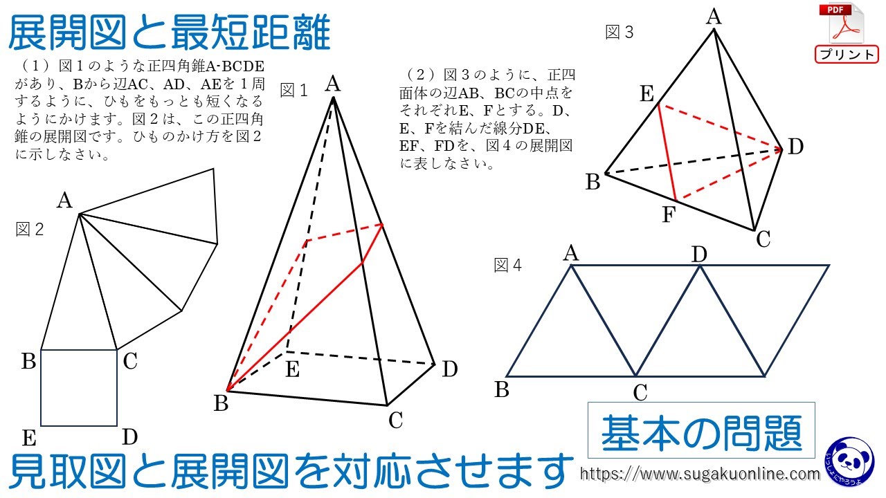 中学1年数学/空間図形】展開図と最短距離 ～みんなができるようになる