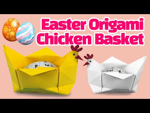 Origami Chicken Basket for EASTER Decoration| Easy ORIGAMI | Origami Animals 🐔🥚