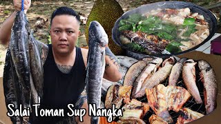 Ikan Toman Salai Masak Sup Campur Nangka,Melinjo Resepi Kampung Borneo.