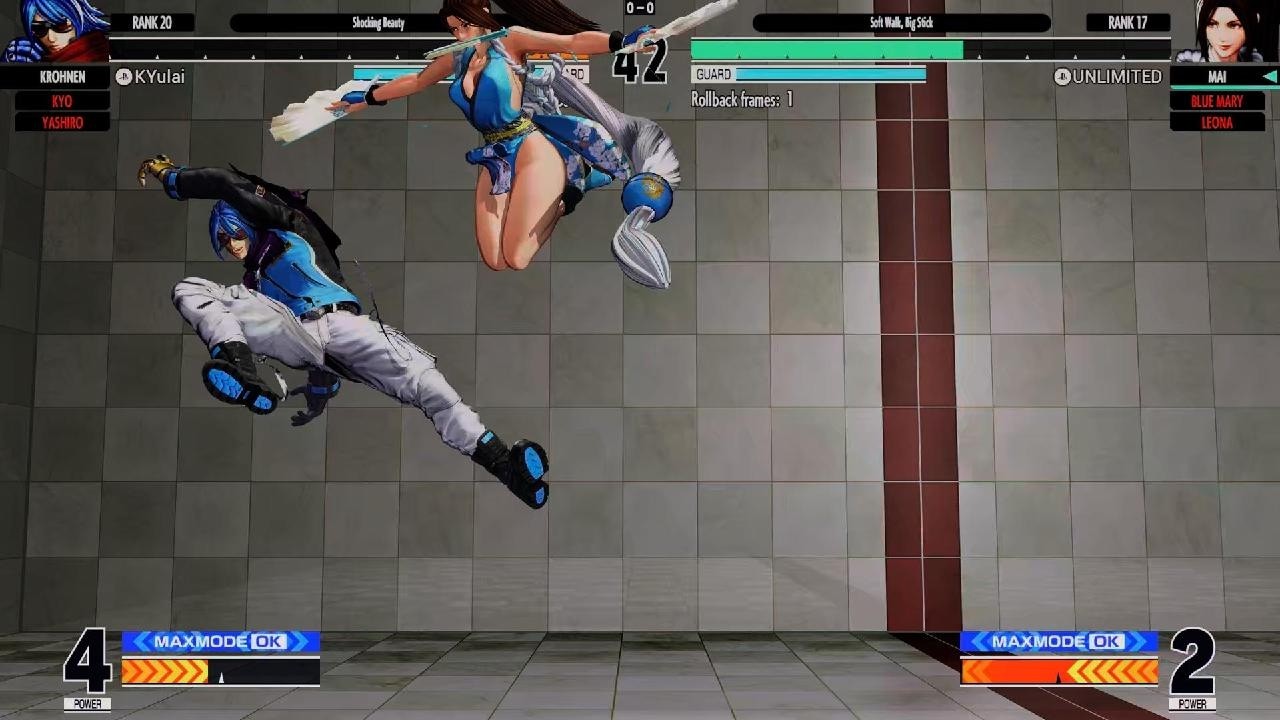 KOF XV_ Blue Mary, Leona & Mai vs. Kyo, Yashiro & Krohnen - YouTube