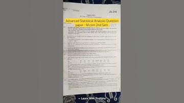 M.com 2nd Sem | Advanced Statistical Analysis | Question Papers | #2023 #priviousyearquestionpaper